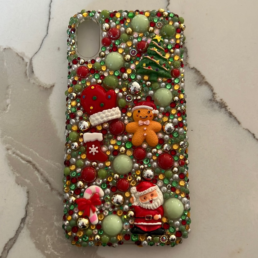 Custom Christmas jeweled iPhone X case